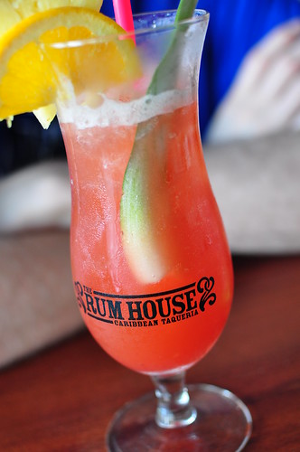 Carribean Punch with Homemade Strawberry Juice - The Rum House, NOLA