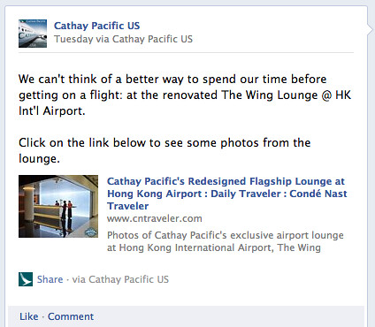 Cathay Pacific Facebook Page