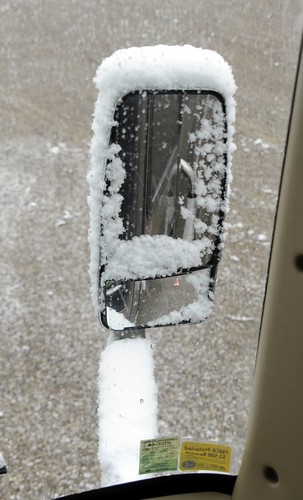 Snow on Rear-View Mirror by RV Bob