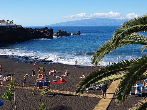 La Gomera from beach at Playa de la Arena on Tenerife