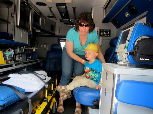 Checking out the ambulance
