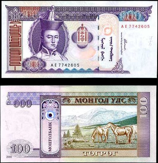 100 Tugrik Mongolsko 2000, Pick 65
