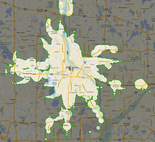 WalkScore transit map for Minneapolis