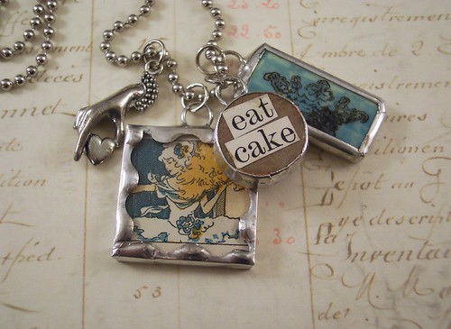 Marie Antoinette mixed media charm necklace