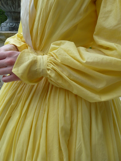 Yellow cotton voile dress, c1860