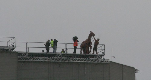 Rehearsals for the War Horse on top of the National Theatre