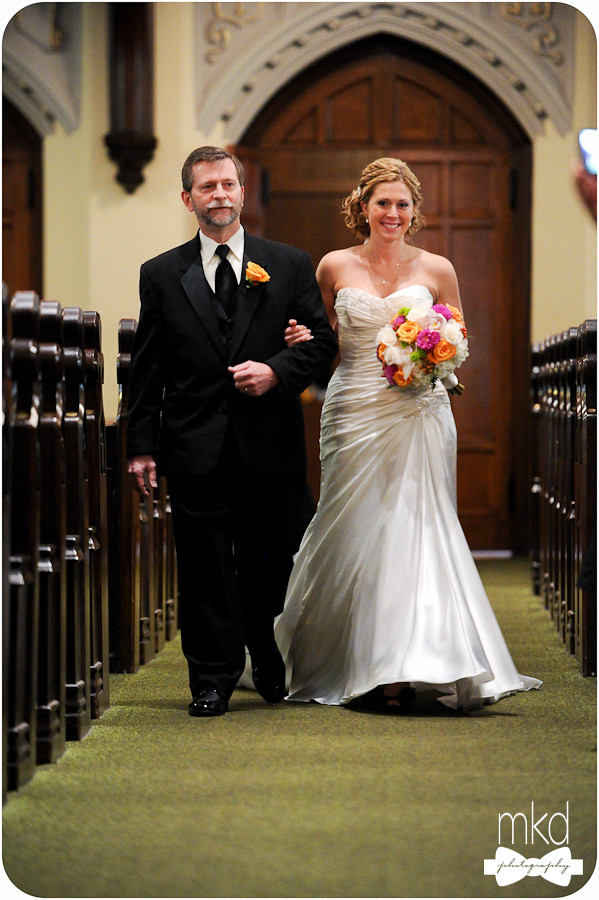 Bride walking her father down the Aisle - St. Leo's Parish - Leominster, MA
