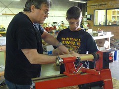 Dan and George on the lathe