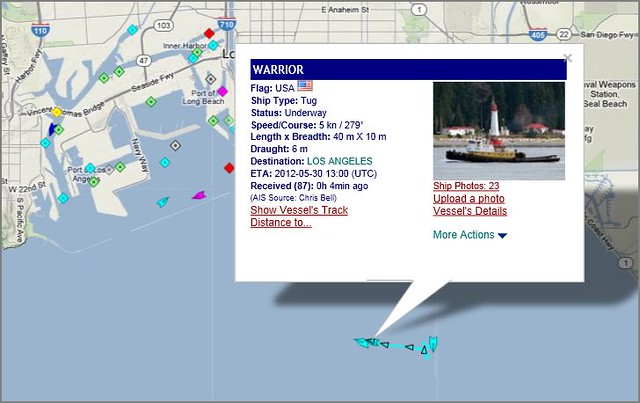 USS IOWA Moving - Tug WARRIOR TRACK at 0816 JUNE 2 - 2012 | Flickr ...