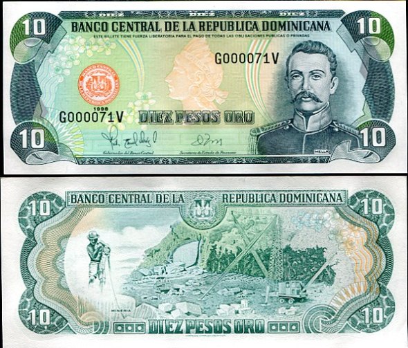 10 Pesos Oro Dominikánska Rep. 1998, Pick 153