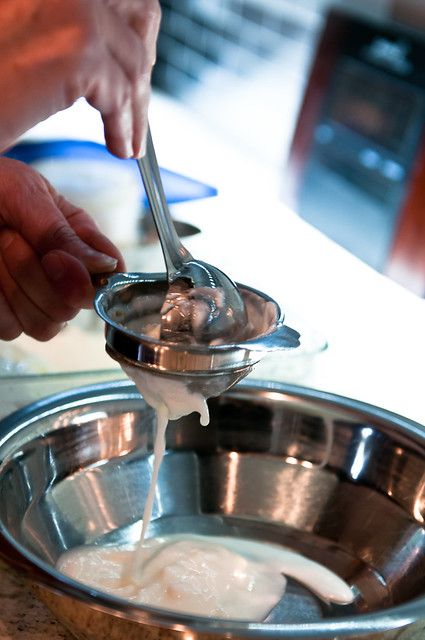 straining yogurt for a smoother texture