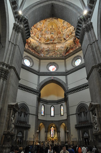 Looking up at the dome in the Duomo