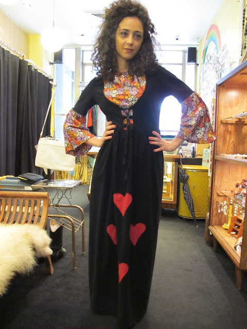  ♥♥♥ 1960s maxi dress with embroidered hearts from Granny's Day Out. ♥♥♥