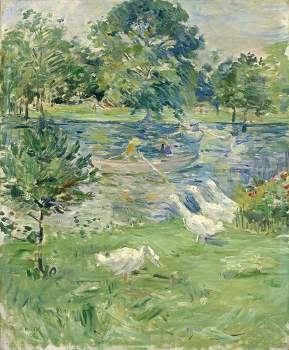 Berthe Morisot - Girl in a Boat with Geese [c.1889] by Gandalf's Gallery