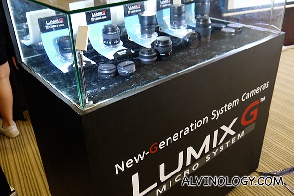 Lumix cameras and lenses on display