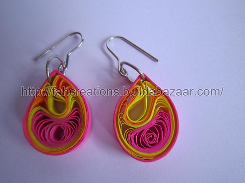Handmade Jewelry - Paper Quilling Teardrops Earrings(Jaali Pattern 2-1) - QT-J2 by fah2305