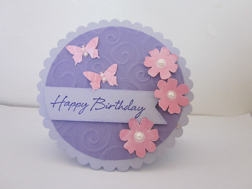 Pink and purple shaped card