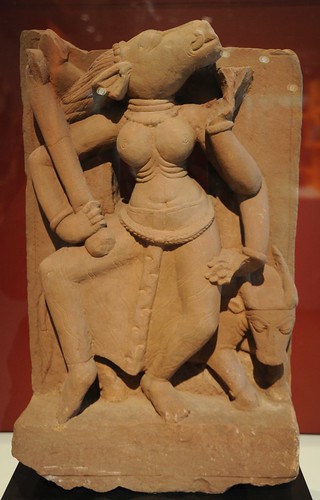 Dancing Mother Goddess Varahi with mace and bull, India, Madhya Pradesh or Rajasthan, 9th / 10th century, red sandstone, statue, Art Institute of Chicago, Illinois, USA by Wonderlane