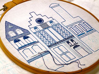 Dutch Canal Houses embroidery to celebrate St. Nicholas Day/Sinterclas