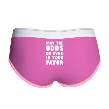 pink briefs that read may the odds be ever in your favor on the butt