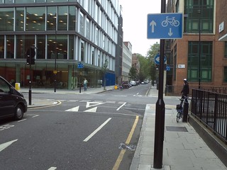 Maple Street/Whitfield Street facing south (shows 2-way cycling)