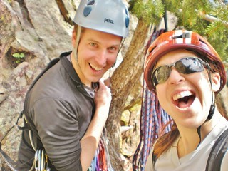 Jeffrey and Clare at Start of Swanson's Arete (5.5)