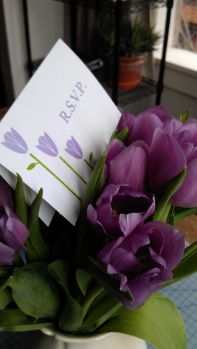 Goccoed RSVP card and tulips