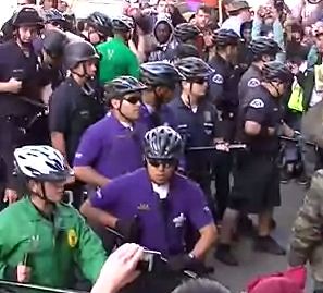 Purple shirts and lapd occupy
