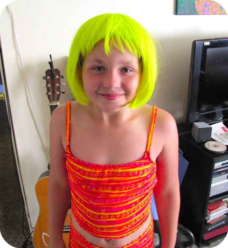 Sadie in the neon wig
