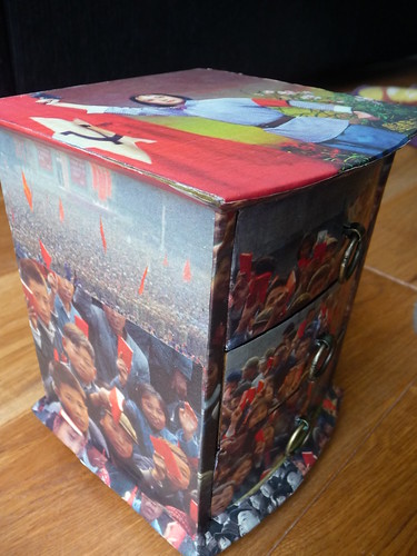 Decoupage box with Chinese propaganda photos