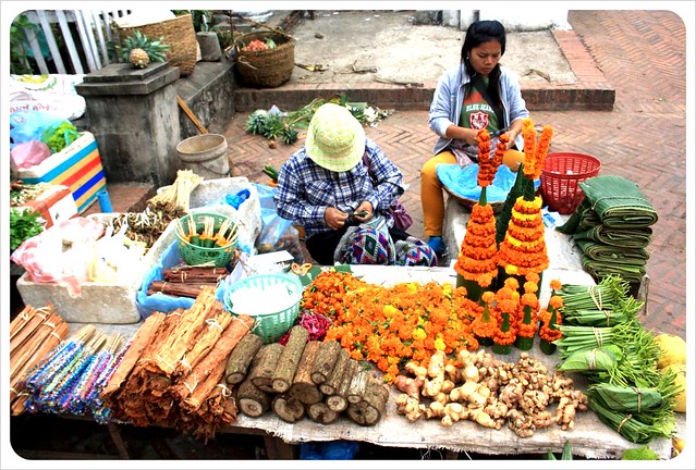 luang prabang morning market wood & flowers