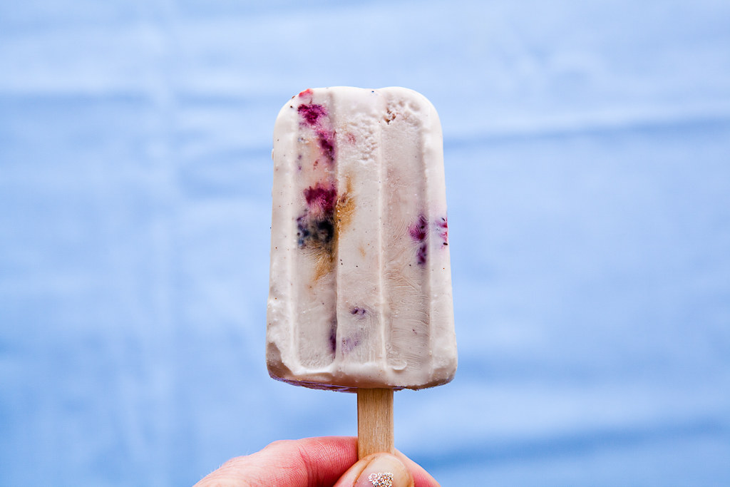 Roasted Strawberry Coconut Milk popsicle