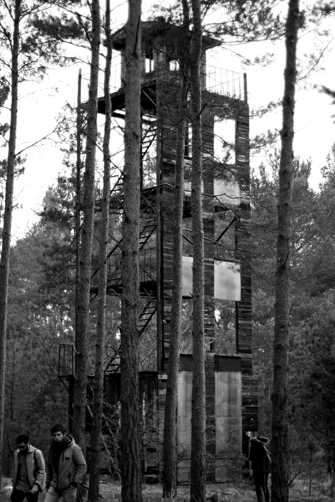 wooden tower Jüterbog black and white