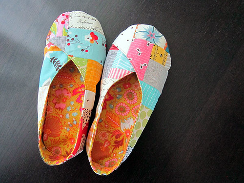 Kimono shoes in patchwork