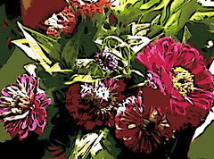 Bouquet in Sunlight (Digital Woodcut) by randubnick