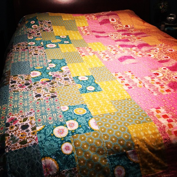 His and Hers AMH flannel quilt done (except for almost 400 yards of binding!)