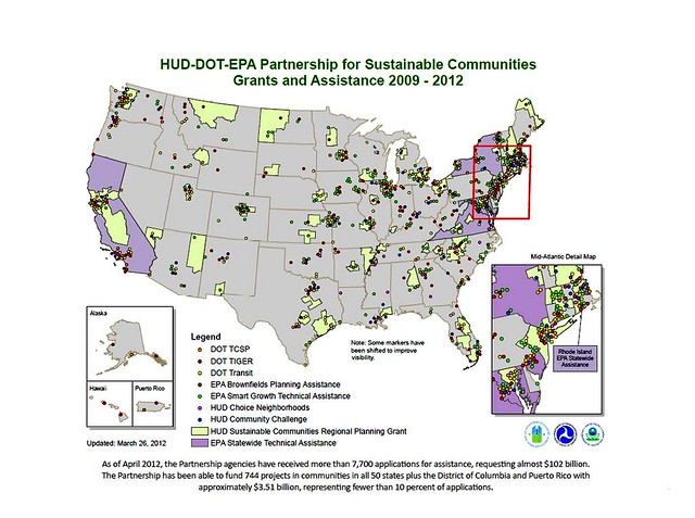locations of partnership assistance (by: Partnership for Sustainable Communities)