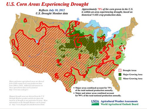 U.S. Corn Areas Experiencing Drought. Reflects July 10, 2012 U.S.