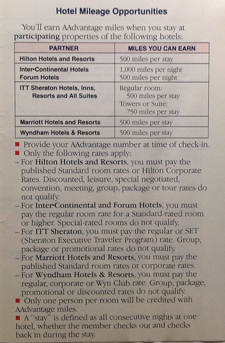 1990 American Airlines AAdvantage Guide - Hotels
