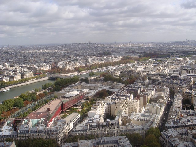 Panoramic view over Paris from the top of the Eiffel Tower