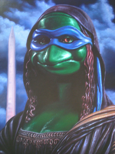 Ron English's "LEONARDO as MONA LISA" ; SDCC Exclusive Poster - Signed by RON  ii ((  2012 ))