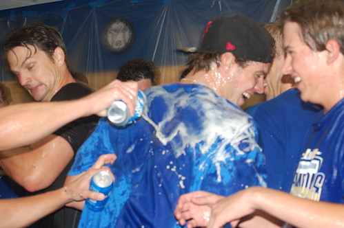 Wil Myers getting beer dumped on him? Wil Myers getting beer dumped on him.