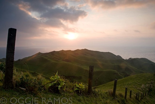 Batanes - Rolling Hills Fence Sunset