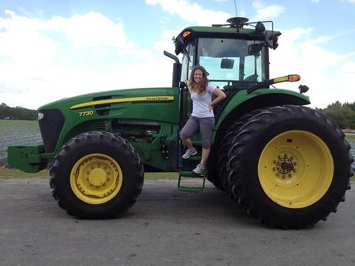 Cheri on John Deere Tractor at Wish Farms