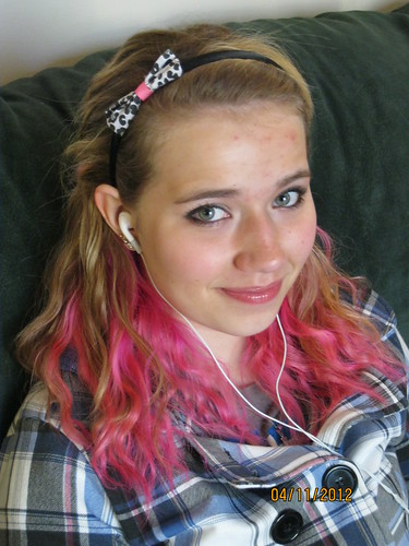4/11/12: Becca with pink hair.  yes. really.