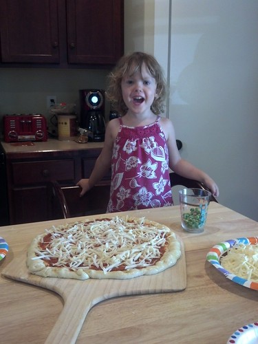 Helping to make pizzas