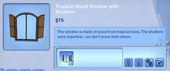 Tropical Wood Window with Shutters
