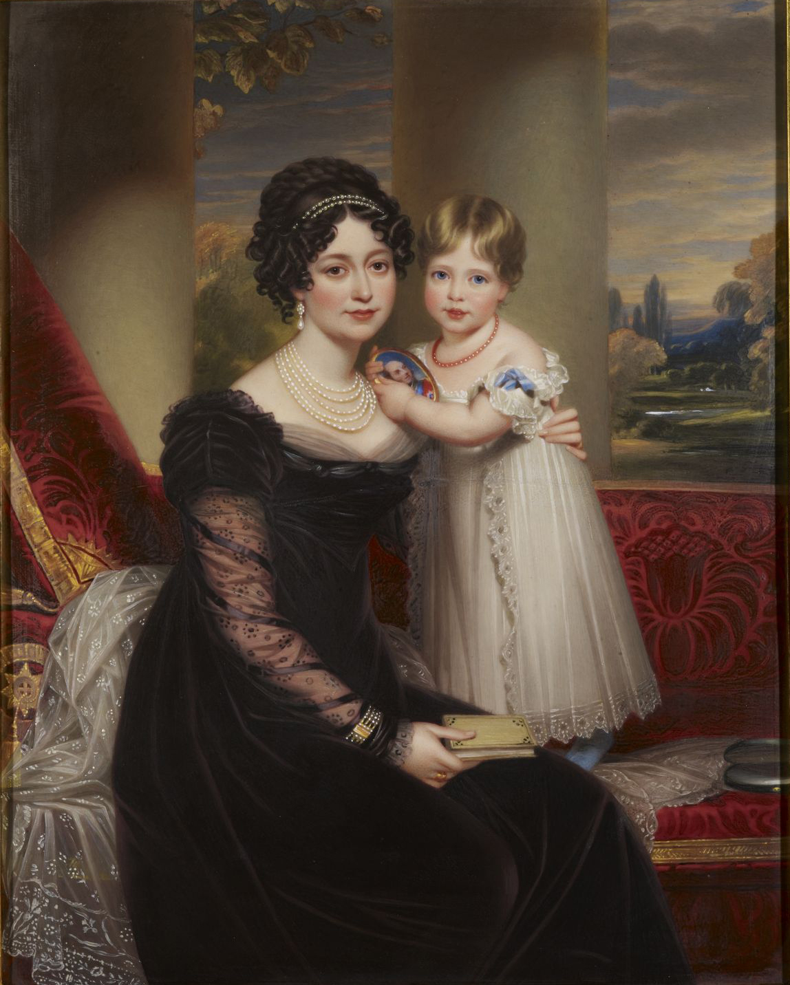 The duchess of Kent with her daughter, the future queen Victoria by Henry Bone, 1825