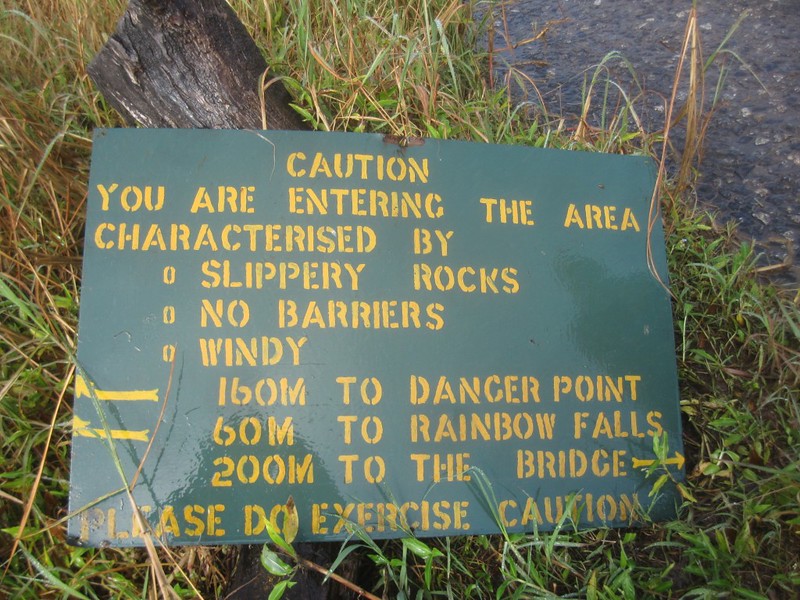 Caution at Vic Falls Zimbabwe Africa