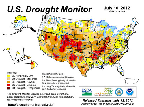much of the country is in "severe," "extreme" or "exceptional" drought (via US National Integrated Drought Information System)